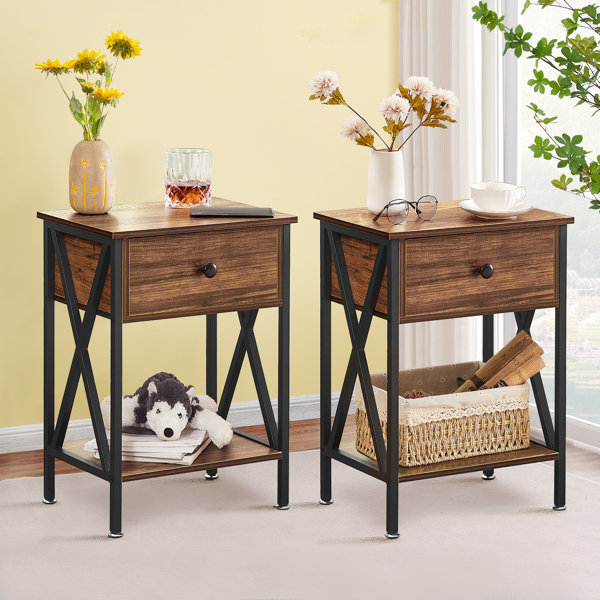 Metal nightstand deals set of 2